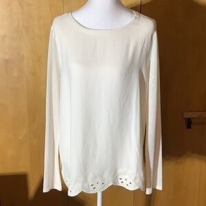 Loft cream tunic with eyelet hem, size medium